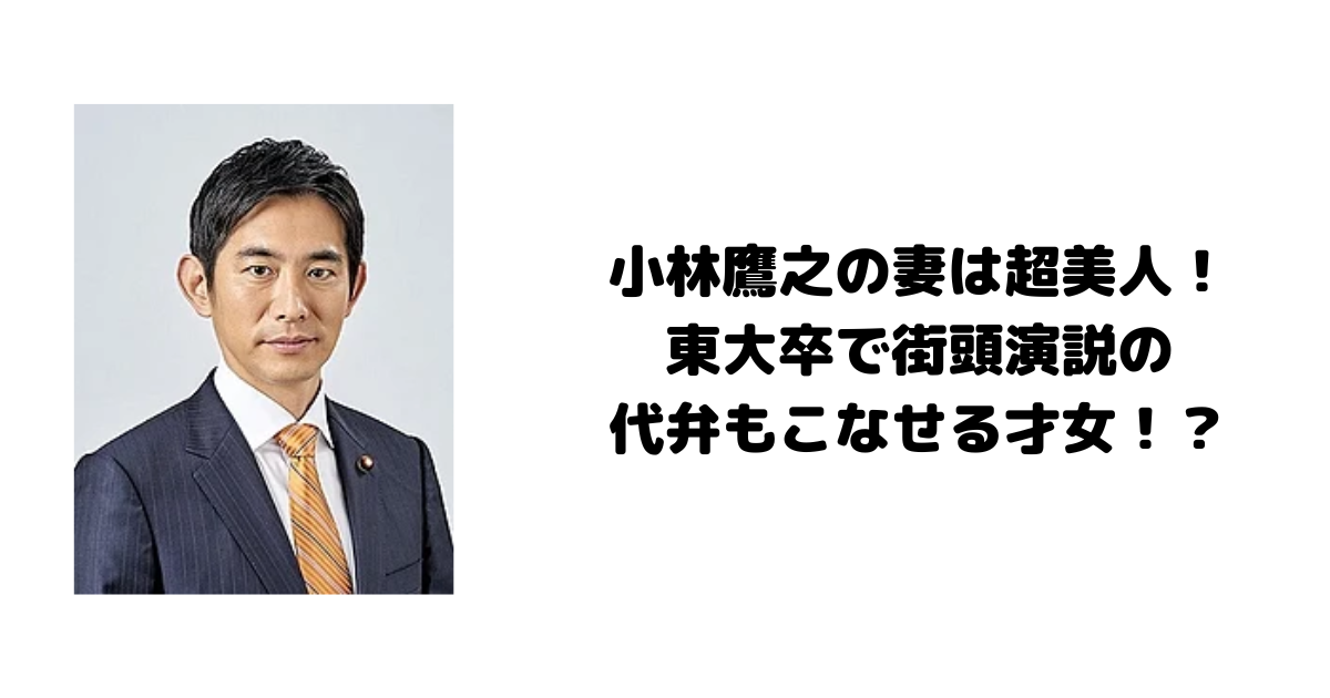 小林鷹之の妻は超美人！東大卒で街頭演説やスピーチの代弁もこなせる才女！？